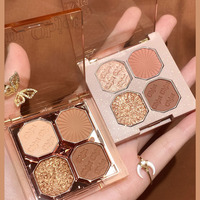 DIKALU Fard à paupières quatre couleurs brillant effet gemme, fini mat, métallique et scintillant, longue tenue, idéal pour les étudiants, maquillage quotidien