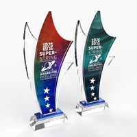 Coupes de trophées en cristal personnalisées, récompenses en verre pour la reconnaissance des employés d'entreprise, champions sportifs, anniversaire de partenariat