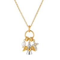 Collar con Colgante de Cruz de Cobre Chapado en Oro de Alta Gama Europeo Americano, con Perla y Circonita, para Mujer