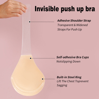 Soutien-gorge adhésif sans couture grande taille bonnets A-H, bretelles longues, cache-tétons, dos nu, sans bretelles, invisible, push-up