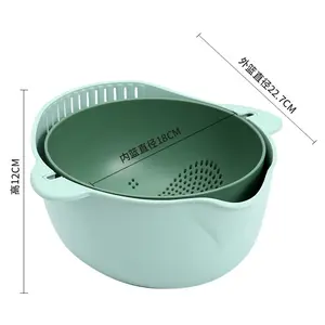 Pequenos grãos cozinha Vegetal Rotating Sink Plastics Drain Basket Arroz Coador e Kitchen Colander Set