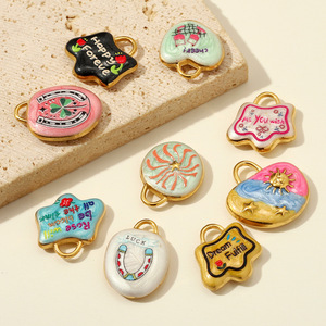 Pendentif Breloque D583 en Acier Inoxydable, Fleur Colorée Émaillée, pour Fabrication de Bijoux DIY - Product Image 2