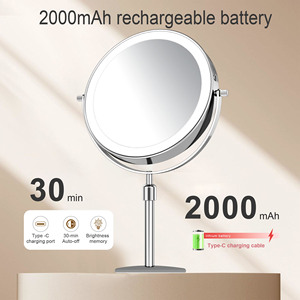 <span class=keywords><strong>Miroir</strong></span> cosmétique éclairé rechargeable à hauteur réglable double face 1x/10x grossissement 3 couleurs de luminosité réglables rotation à 360 degrés - Product Image 4