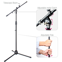 Support de microphone télescopique réglable Yinyu MS003T pour studios d'enregistrement professionnels et scènes en direct