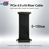 Kabel Ekstensi PCIe 4.0 X16 Kecepatan Tinggi 64GB/s 16GT/s Tanpa Kehilangan Sinyal RTX 5090/5080/5070 RX 9070 XT Kompatibel dengan Model PCIe 3.0