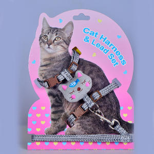 조절 애완 동물 개 고양이 가슴 스트랩 하네스 가죽 끈 칼라 작은 애완 동물 기본 고삐 하네스 고양이 애완 동물 - Product Image 5