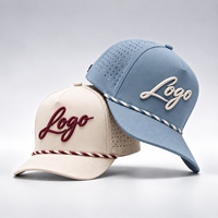 Casquettes de golf personnalisées OEM ODM en gros, casquette à 5 panneaux avec cordon, respirante, perforée au laser, performance optimisée, logo personnalisé