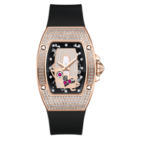 HANBORO Montre à quartz de luxe pour femme pour LOVE Collection Ruby Diamonds Square Case Silicone Band Glass Pointer Personalized Face