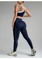 Conjunto Deportivo para Mujer de 2 Piezas, Estilo Seamless, Elástico, con Detalles de Ribete, para Yoga, Danza, Ropa Deportiva, Moda Urbana
