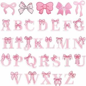 Nuevo Parche Termoadhesivo con Lazo Rosa y Letras para Decorar Ropa, Bolsos y Sombreros de Niñas - Product Image 1