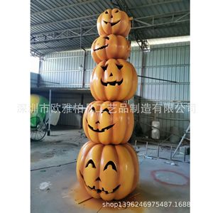 Décoration d'Halloween en forme de citrouilles empilées, 3,5 m, en plastique durable pour extérieur, décoration de festival - Product Image 3