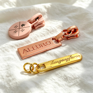 Custom bag hardware <b>gold</b> #5 engraved logo metal zipper tote bag backpack - Product Image 6