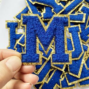 Letras Autoadhesivas de Chenilla con Apliques Brillantes en Azul Rey con Borde Dorado, de la A a la Z, para Reparación, Oferta <span class=keywords><strong>2022</strong></span> - Product Image 4