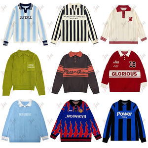 بلوفر جاكار للرجال من شركة Oem مزود بشعار مخصص سترة بولو شتوية للرجال بفتحة رقبة جامعة قطنية منسوجة للرجال - Product Image 5