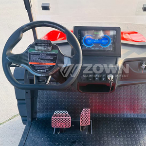 Carrito de golf eléctrico rojo de 4 plazas con techo y parabrisas para uso en complejos turísticos - Product Image 3