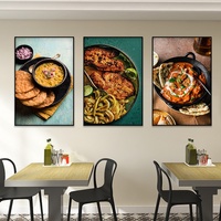 Restoran Makanan India Asia Tenggara Dekorasi Gantung Bingkai Aluminium Kontemporer Hitam Lukisan Dinding Poster Nasi Kari