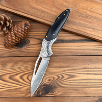Damascus-patroon outdoor campingmes multifunctioneel draagbaar opvouwbaar mini fruitmes roestvrijstalen lemmet hout DIY OEM