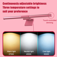 Barre lumineuse rose pour écran d'ordinateur, lampe de bureau LED à commande tactile USB, 440 mm en aluminium, Ra92 dimmable, 2700-6500K