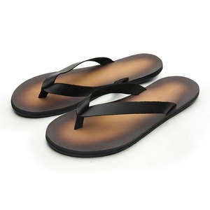 Sandalias de Cuero Genuino para Hombre, Estilo Vintage, Chanclas Deportivas, Pantuflas Planas de Piel de Vaca para Verano, Playa y Uso Casual - Product Image 1