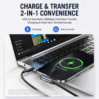 Câble USB2.0 vers USB C Biaze, angle droit 90 degrés, 2 m, câble de charge et de synchronisation de données tressé de type C pour téléphones et tablettes Android