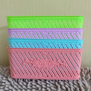 Square Plastic Storage <b>Basket</b> Mixed Color <b>Stackable</b> For Kitchen Bathroom Desktop Neatening - Product Image 4