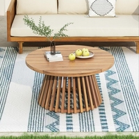 Table basse d'extérieur en teck massif personnalisée STG, pour la maison, la cour, le balcon, meubles d'extérieur, table ronde de café