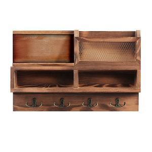 Organisateur de clés <span class=keywords><strong>en</strong></span> bois avec <span class=keywords><strong>tableau</strong></span> noir, crochets doubles, étagère murale <span class=keywords><strong>pour</strong></span> entrée, rangement, décoration de bureau à domicile - Product Image 2