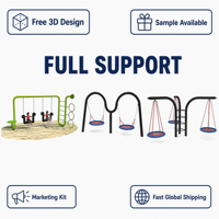 SageDelightRides Unité de jeu personnalisée Balançoire panier triple place pour enfants en LLDPE et tube d'acier galvanisé Town Square OEM