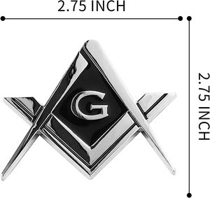 Emblema Massonico Cromato da 2,75 Pollici, Squadra e Compasso Massonici, Decalcomania per Auto, Camion, Moto, Accessori Regalo - Product Image 3