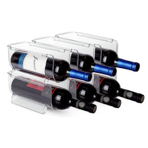 Supporto per organizzatore di stoccaggio per portabottiglie per vino in plastica trasparente impilabile in confezione da 4 pezzi di frigorifero ecologico senza BPA - Product Image 5