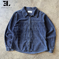 LARSUR Veste en velours côtelé lourd délavé personnalisé avec plusieurs poches Shacket Work Wear Worker Hunting Kore Coat Overshirt