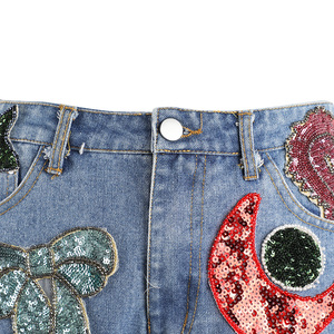 Nuovo stile di perline con paillettes Applique da donna Sexy Mini Shorts in <span class=keywords><strong>jeans</strong></span> caldi per ragazze - Product Image 3