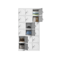 Casier en acier multi-cellules à 18 portes, armoire de rangement métallique verrouillable pour le stockage d'objets personnels des employés et des étudiants