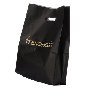 Custom seize LDPE die cut handle plastic retail shopping bags with bottom gusset