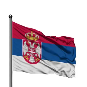 Promosi bendera dunia Nasional 68D poliester menerima bahan kustom 3x5ft bendera Serbia Mesir