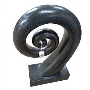 Sculpture élégante en bronze antique et noir mat poli, luminaire décoratif pour salon - Product Image 1