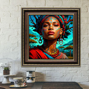 Póster de retrato de cara tatuada de mujeres étnicas africanas creativas, arte de pared, decoración del hogar, lienzo al óleo y pintura de porcelana de cristal - Product Image 2