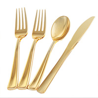 Vente directe usine – Ensemble de couverts jetables (couteau, fourchette, cuillère) plaqué or UV – Fourniture en gros
