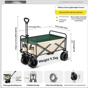 Outdoor-Campingwagen, tragbarer Klappwagen mit Teleskopgriff, Offroad-Rädern und großem Liegesitz für Kinder – ideal für den Marktstand - Product Image 6