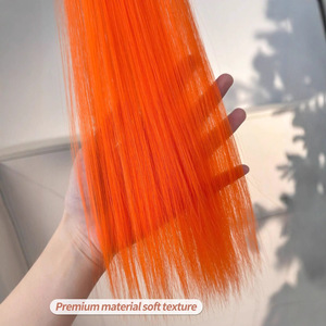 Extensions de cheveux Maiqi 60 cm, lisses, orange, résistantes à la chaleur, style crochet d'oreille, légères et sans couture - Product Image 2