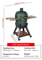 Barbecue Kamado SEB 21 pouces en céramique avec finition lisse, pour fumer et griller en extérieur, idéal pour les fêtes de jardin