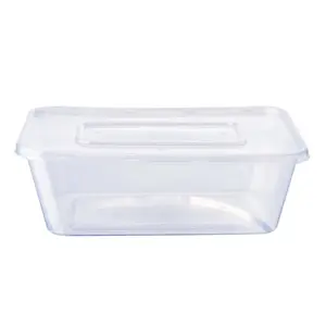 Kotak makan siang sekali pakai 24oz persegi panjang bebas BPA keamanan kulkas microwave kustom OEM dan ODM dengan tutup