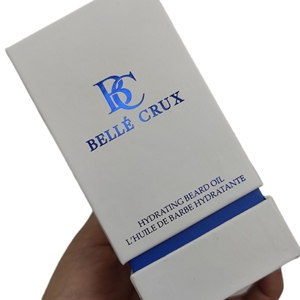 Boîtes d'emballage pour huile à <span class=keywords><strong>barbe</strong></span> en papier rigide recyclé, avec logo personnalisé en feuille d'aluminium blanc et bleu, gaufrage et laminage mat, 3 pièces - Product Image 5