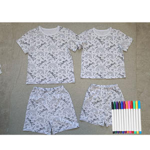 Vente en gros de pyjamas d'été à manches courtes pour garçons, lavables, fusée, coloriage dans l'espace, peinture, dessin avec marqueur, pyjama pour enfants, couleur - Product Image 4