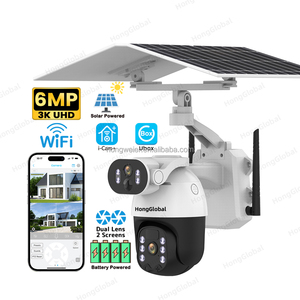 Hongglobal 6MP mạng thông minh năng lượng mặt trời Powered không dây surveil ngoài trời cctv <span class=keywords><strong>Camera</strong></span> ICAM + ubbox ống kính kép wifi an ninh năng lượng mặt trời máy ảnh - Product Image 1
