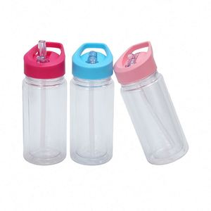 Bouteille d'eau sportive transparente en plastique de 10 oz avec paille et poignée, motif spatial, gobelet écologique pour enfants - Product Image 4
