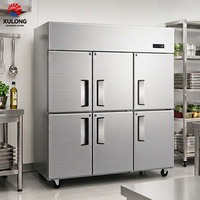 Refrigerador/Congelador Comercial Vertical de Acero Inoxidable de 6 Puertas con Doble Temperatura y Logotipo Personalizado