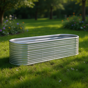 กระถางปลูกต้นไม้ทรงรีแบบมินิมอล ทำจากเหล็กเคลือบผงสีเงิน สำหรับสวน - Product Image 2