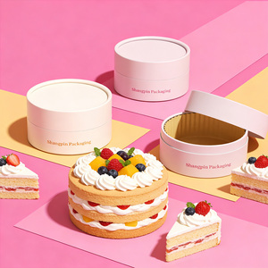 Cilindro de Papel Kraft para Alimentos, Personalizado <span class=keywords><strong>al</strong></span> por Mayor, para Empacar Pasteles, Postres, Caja de Cartón Cilíndrica, Envase para Pastel de Queso - Product Image 1