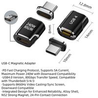 Adaptador Magnético USB-C PD de 240W, USB4, Transmisión de Datos de Alta Velocidad de 80Gbps, Conector de Proyección de Video 8K para Laptop y Teléfono